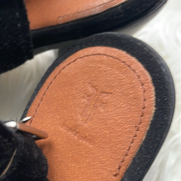 Frye COURTNEY Slingback Mule Peep-Toe Black Suede. Size. 10. Used excellent. - Picture 9 of 10